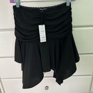 Vintage Unique SECRET LOVE PARIS Black Asymmetric Ruched Mini Skirt